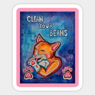 Clean Your Beans Kitty Cat Sticker